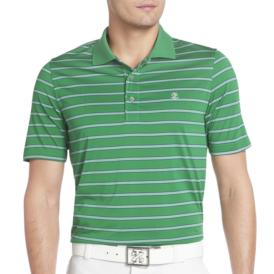 Izod Golf Feeder Striped Polo, Green, Mens