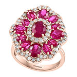 LIMITED QUANTITIES!  Effy Final Call Womens Lead Glass-Filled Red Ruby 14K Rose Gold Cocktail Ring