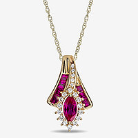 Womens Lab Created Red Ruby 14K Gold Over Silver Pendant Necklace