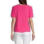 by&by Womens Juniors Round Neck Short Sleeve T-Shirt