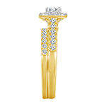 Womens 1 CT. T.W. Genuine White Diamond 10K Gold Halo Bridal Set