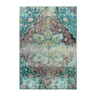 nuLoom Santos Floral Medallion Rectangular Rug, Color Aqua JCPenney