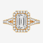 Modern Bride Signature Womens 2 CT. T.W. Lab Grown White Diamond 14K Gold Rectangular Halo Engagement Ring