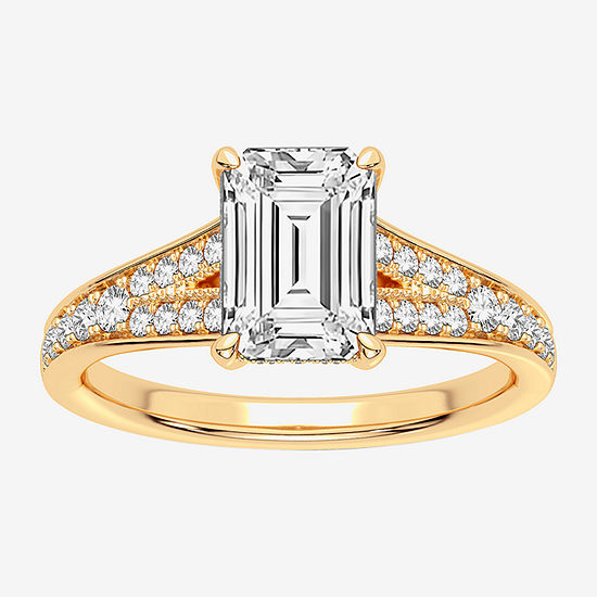 Modern Bride Signature Womens 1 3/4 CT. T.W. Lab Grown White Diamond 14K Gold Rectangular Solitaire Engagement Ring
