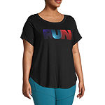 Xersion Plus Womens Round Neck Short Sleeve Graphic T-Shirt