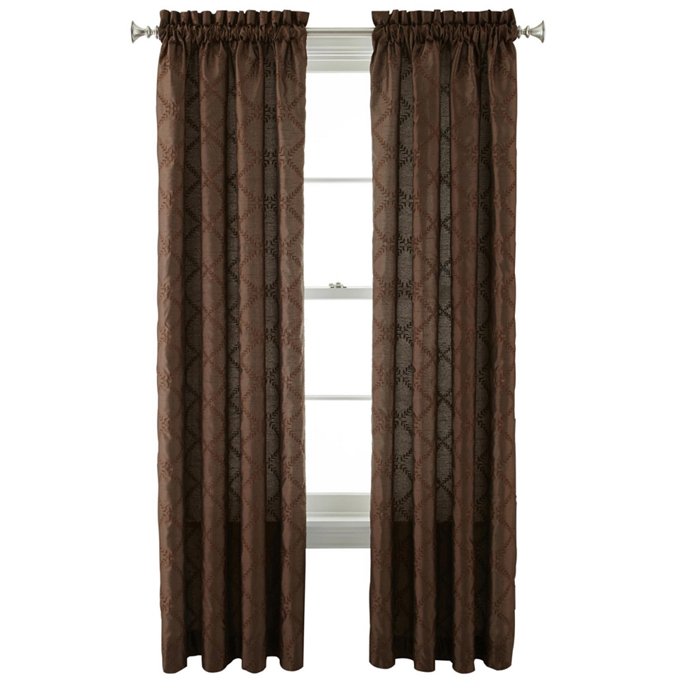 Queen Street Leaf Lattice 84 Curtain Panel, Chocolate (Brown)