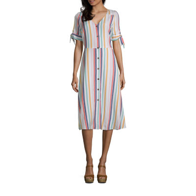 button front midi dress short sleeve