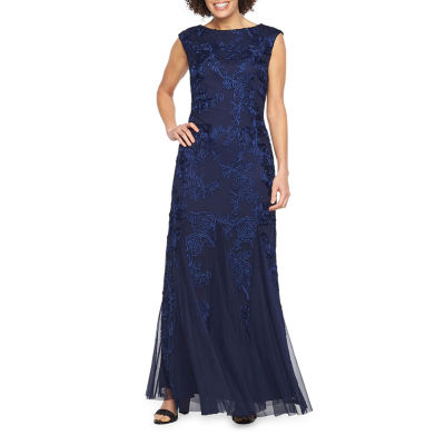 Onyx Sleeveless Embroidered Evening Gown