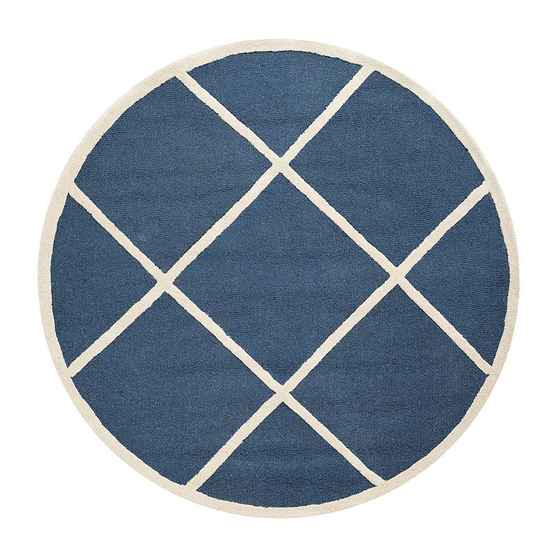 Safavieh Jervis Geometric Hand Tufted Wool Rug, 6 Ft Round, Blue