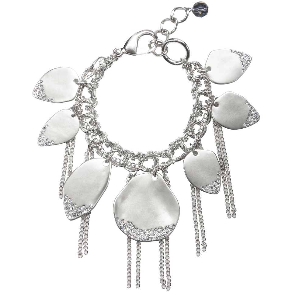 PALOMA & ELLIE Silver Tone Glass Leaf Charm Bracelet, Womens