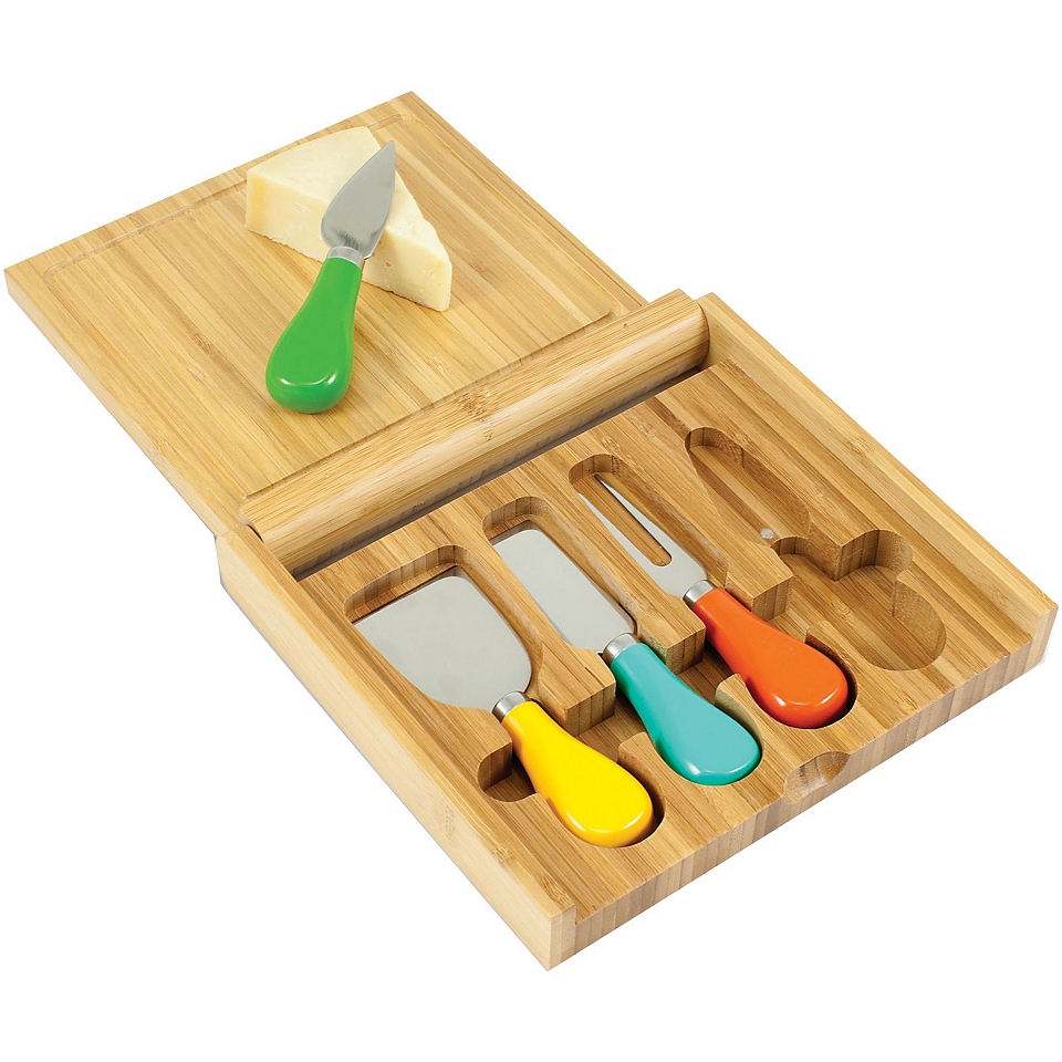 Picnic Time Carnaval Bamboo Cheeseboard with Tools