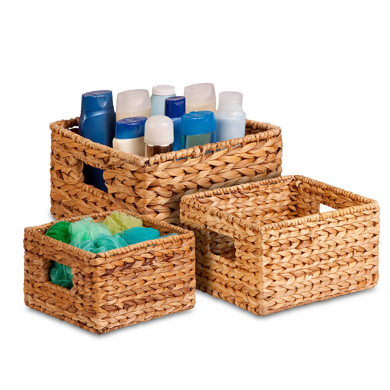 Honey Can Do 3-Piece Nesting Water Hyacinth Basket Set