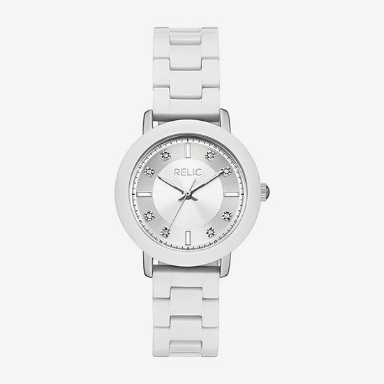 Relic By Fossil Womens Crystal Accent White Bracelet Watch Zr34634