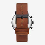 Relic By Fossil Mens Multi-Function Brown Leather Strap Watch Zr15997