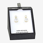 Sparkle Allure Cubic Zirconia 14K Gold Over Brass Pear Drop Earrings