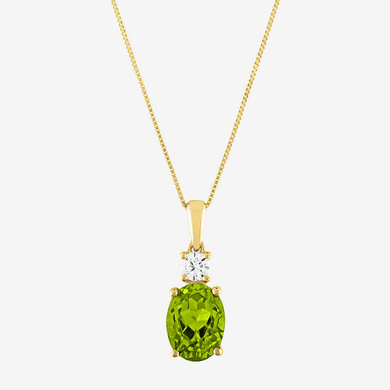 Womens Genuine Green Peridot 10K Gold Pendant Necklace