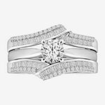 Womens 1/2 CT. T.W. Genuine White Diamond 14K White Gold Ring Guard