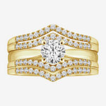 Womens 1/3 CT. T.W. Genuine White Diamond 14K Gold Ring Guard