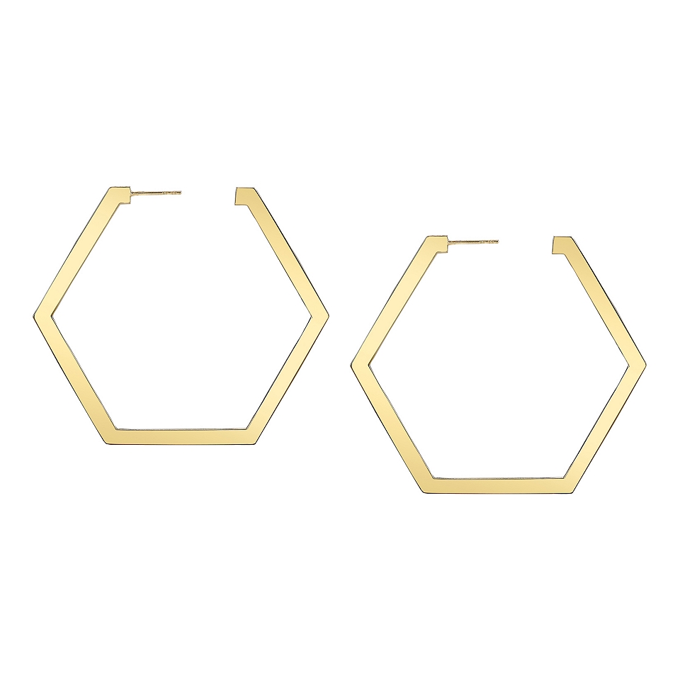DOWNTOWN BY LANA Gold Tone Hexagonal Earrings, Womens