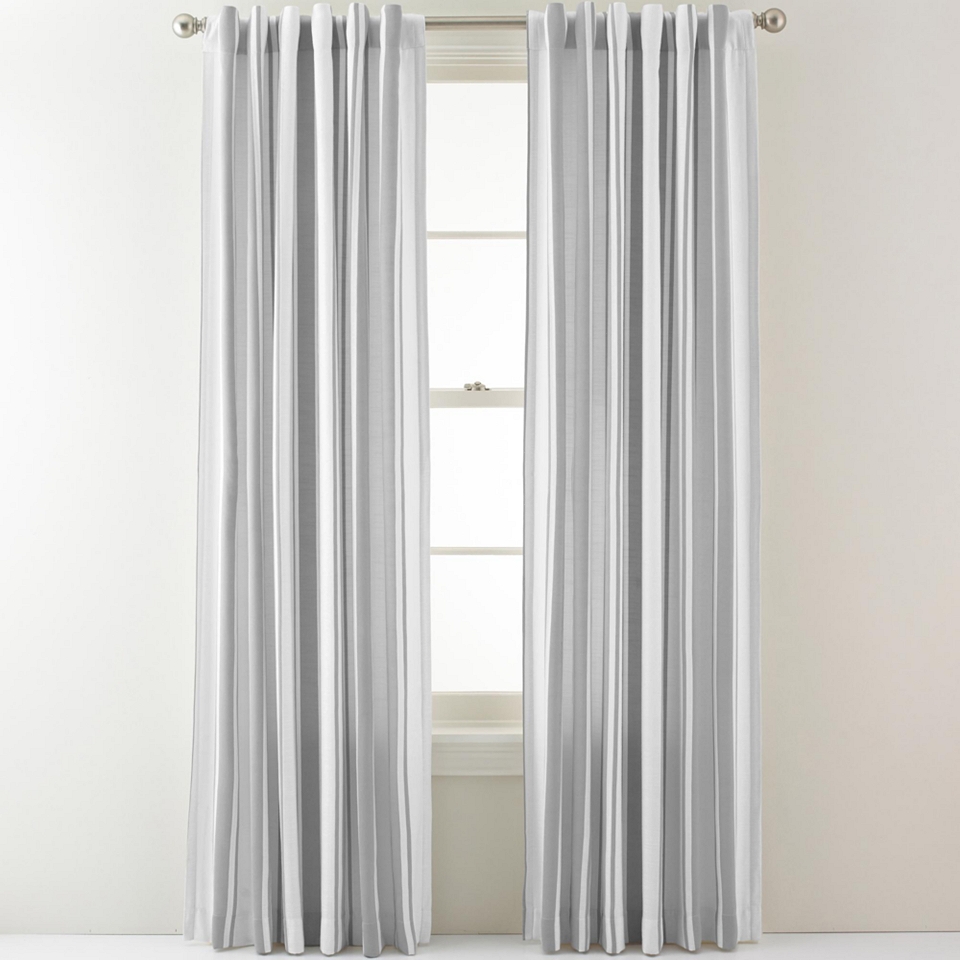 ROYAL VELVET Arden Stripe Back Tab Curtain Panel, Ash
