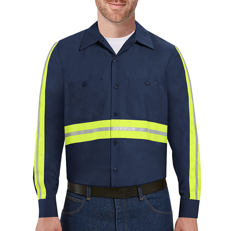 Red Kap Long-Sleeve Enhanced Visibility Industrial Work Shirt - Big & Tall, Mens, Size Large Tall, Blue