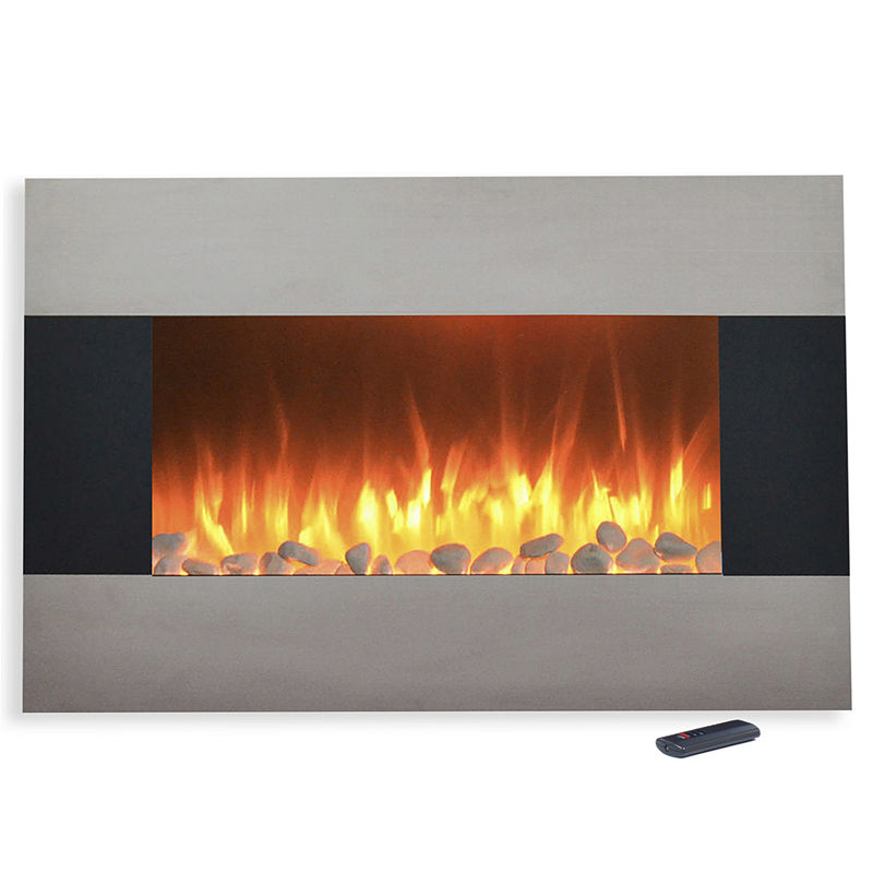 Northwest Stainless Steel Wall Mounted Fireplace, Silver