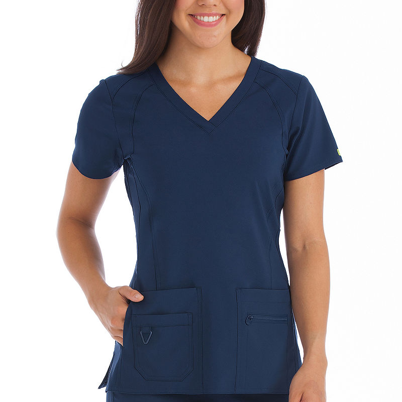 Med Couture 9416 Activate Refined V-Neck Scrub Top, Womens, Size Small, Blue