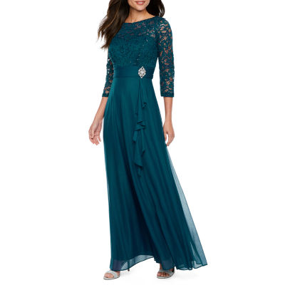 Jackie Jon 3/4 Sleeve Embellished Evening Gown, Color: Teal - JCPenney