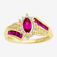 Womens Lab-Created Ruby & White Sapphire 14K Gold Over Silver Cocktail Ring