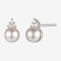 Dyed White Cultured Freshwater Pearl Sterling Silver 8mm Stud Earrings