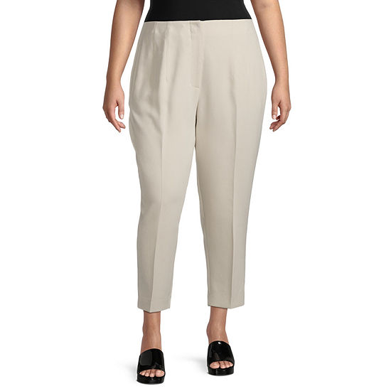 Worthington-Plus Womens High Rise Straight Fit Ankle Pant