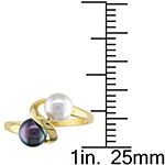 Cultured Freshwater White and Black Pearl 10K Yellow Gold Ring