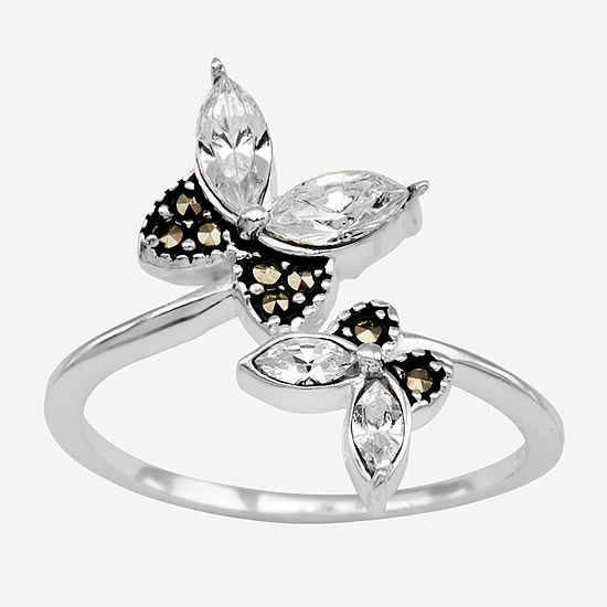 Sparkle Allure Marcasite Pure Silver Over Brass Butterfly Band