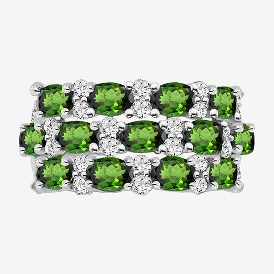 2.5MM Genuine Green Chrome Diopside Sterling Silver Band