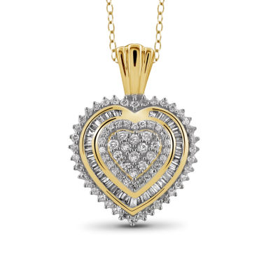 1 2 Ct T W Diamond 10k Yellow Gold Heart Pendant Necklace Jcpenney