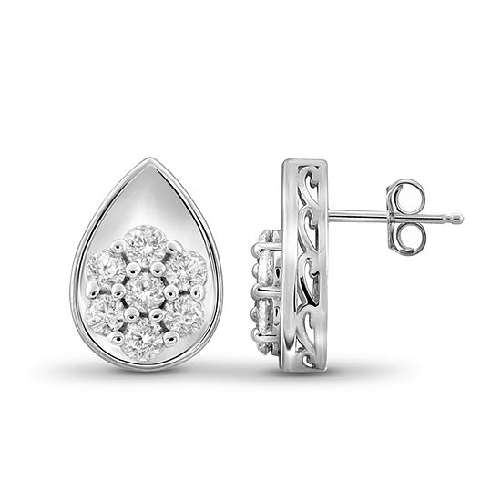 1/2 CT. T.W. Diamond 10K White Gold Cluster Earrings