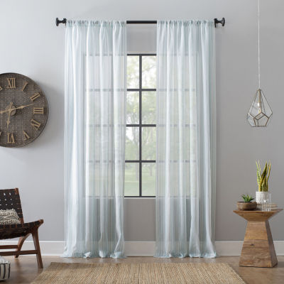 Archaeo Ticking Stripe Texture Sheer Rod Pocket Curtain Panel