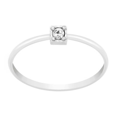 Itsy Bitsy Crystal Sterling Silver Square Band