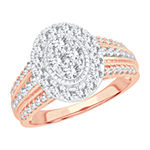 Womens 1 CT. T.W. Genuine White Diamond 10K Rose Gold Oval Engagement Ring
