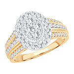 Womens 1 CT. T.W. Genuine White Diamond 10K Gold Oval Engagement Ring
