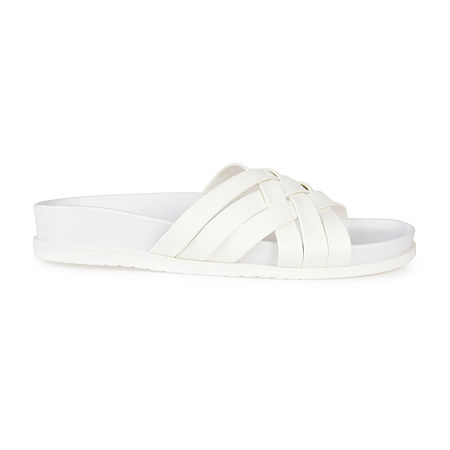 Journee Collection Womens Marina Slide Sandals, 8 Medium, White