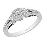 Womens 1/4 CT. T.W. Genuine White Diamond 10K White Gold Square Cinderella Princess Halo Engagement Ring