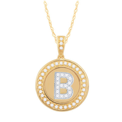 B Initial Womens 1 4 Ct T W Genuine White Diamond 10k Gold Pendant Necklace Jcpenney