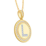 L Initial Womens 1/5 CT. T.W. Genuine White Diamond 10K Gold Pendant Necklace