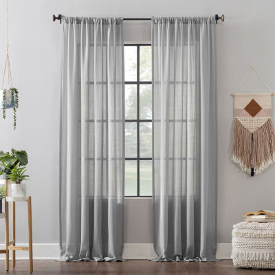 Clean Window Leno Weave Stripe Sheer Rod Pocket Curtain Panel