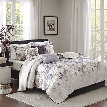Madison Park Piper Fl 6 Pc Quilted, Madison Park Brianna 6 Piece Duvet Cover Set