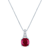 Womens Lead Glass-Filled Red Ruby Sterling Silver Pendant Necklace
