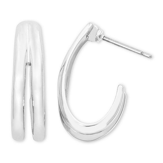 Liz Claiborne® Silver-Tone C-Hoop Earrings