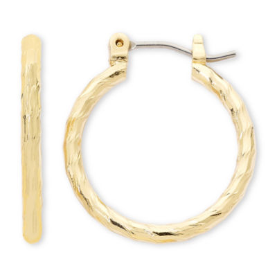 Liz Claiborne® Gold-Tone, Textured Hoop Earrings, Color: Gold - JCPenney