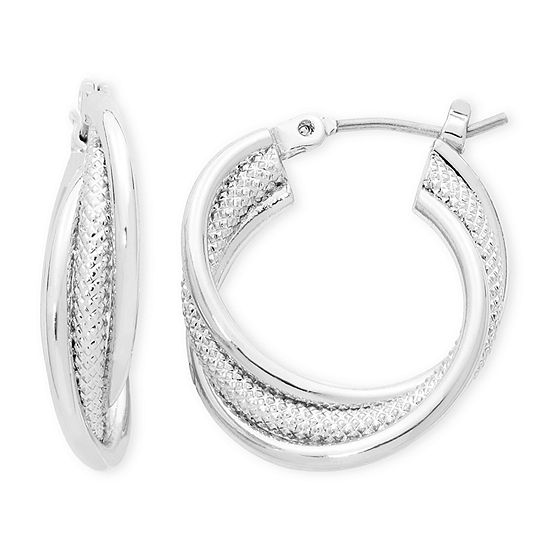 Liz Claiborne® Silver-Tone, Twisted Hoop Earrings, Color: Silver - JCPenney